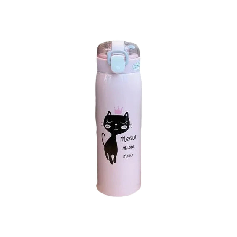 Gourde Isotherme Enfant Motif Chat avec Paille - fond blanc