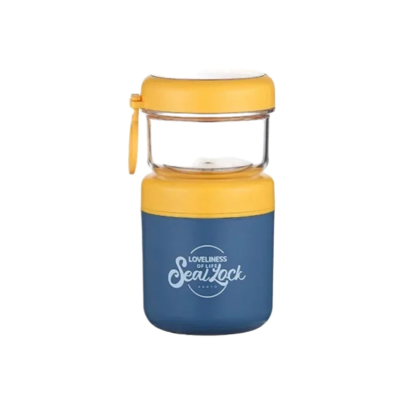 Bol Isotherme Portable Petit-Déjeuner avec Couvercle et Cuillère - fond blanc