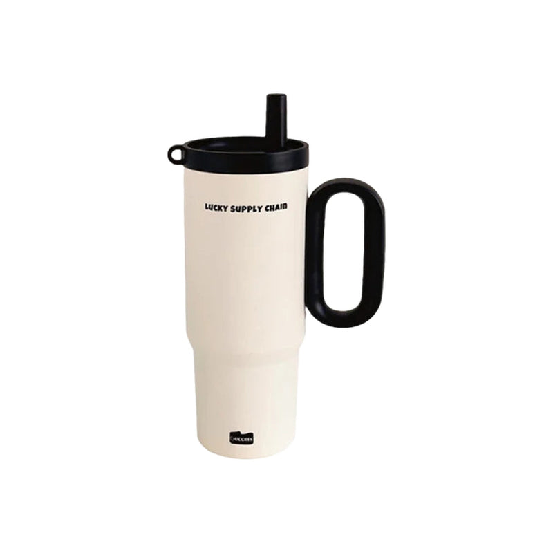 Mug Café Isotherme Inox avec Paille - fond blanc