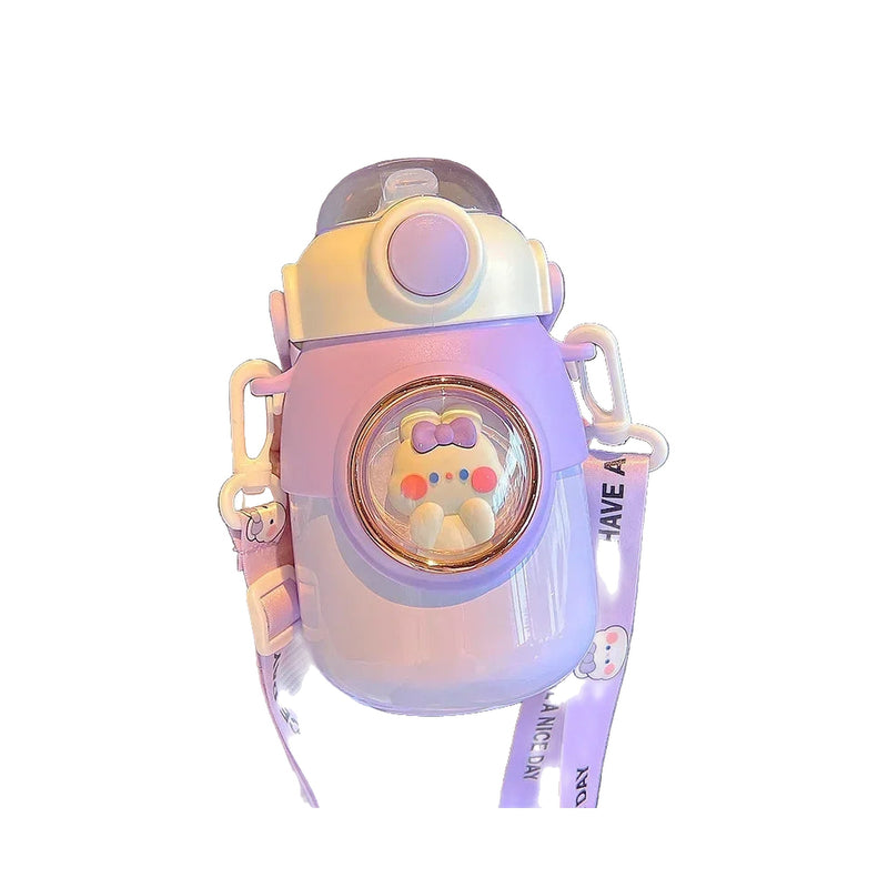 Gourde Isotherme Enfant 700ml Inox avec Paille - fond blanc