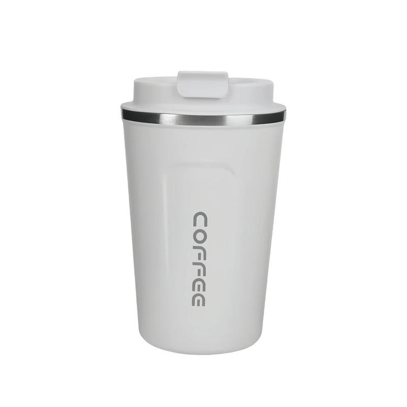 Mug Thermo Café Voiture 380-510ml Inox Anti-Fuite - fond blanc