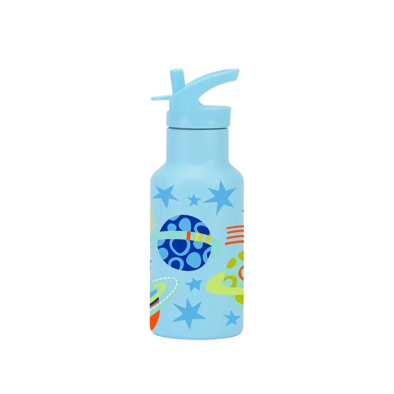 Gourde de Sport 350ml Inox Double Couvercle avec Paille - fond blanc
