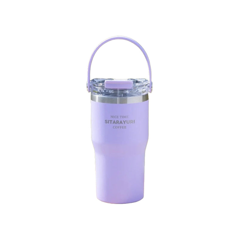Gourde Isotherme Inox avec Double Paille Anti-Fuite pour Sport - fond blanc
