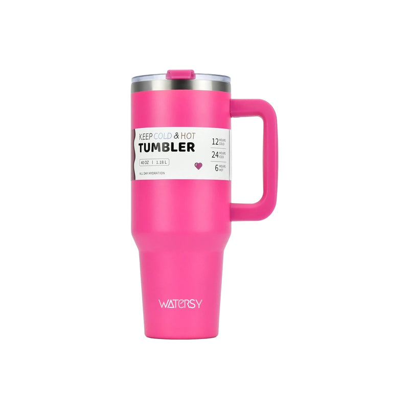Tumbler Isotherme 1182ml avec Poignée et Paille Inox - fond blanc