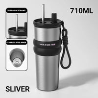 Gourde Isotherme Motif Inox avec Bandoulière