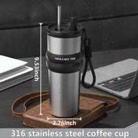 Gourde Isotherme Motif Inox avec Bandoulière
