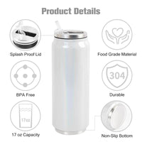 Mug Isotherme 500ml Inox avec Paille