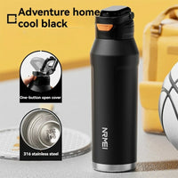 Gourde avec Paille Isotherme Inox avec Poignée