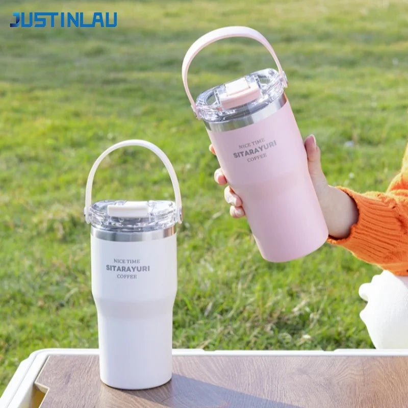 Gourde Isotherme Inox avec Double Paille Anti-Fuite pour Sport