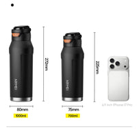 Gourde avec Paille Isotherme Inox avec Poignée