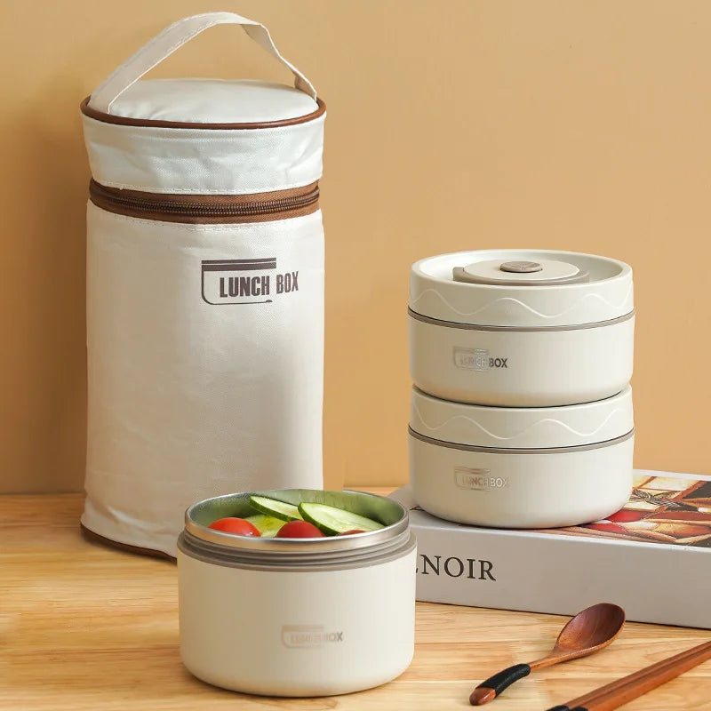 Boîte à Repas Isotherme Multi-Étages Inox Anti-Fuite pour Étudiant