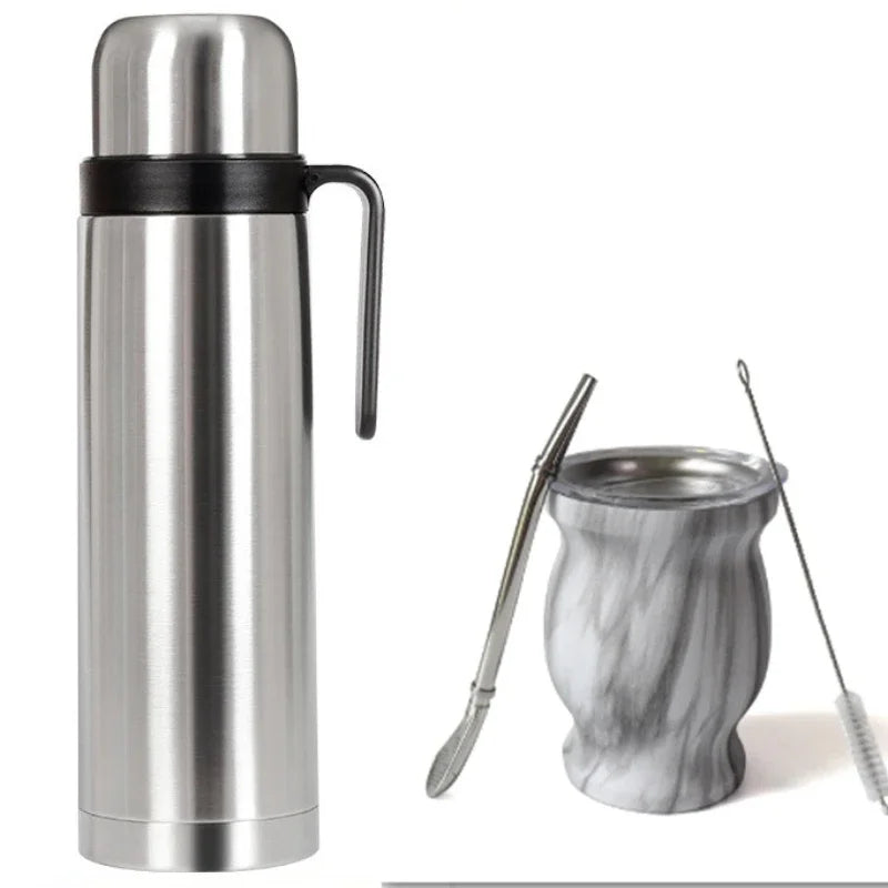Thermos Cafetière Inox avec Poignée et Paille