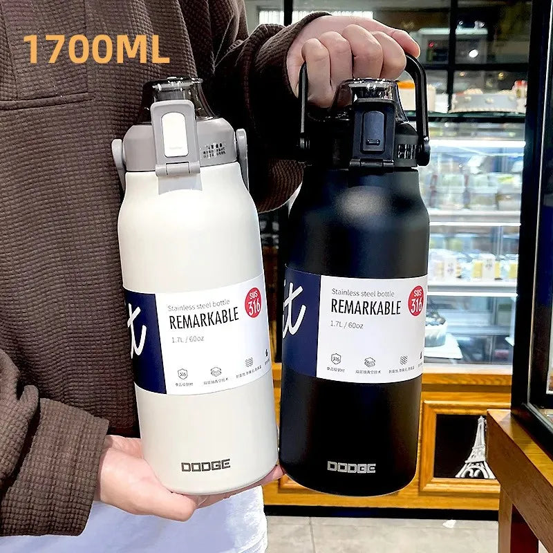 Gourde Isotherme Grande Capacité avec Paille