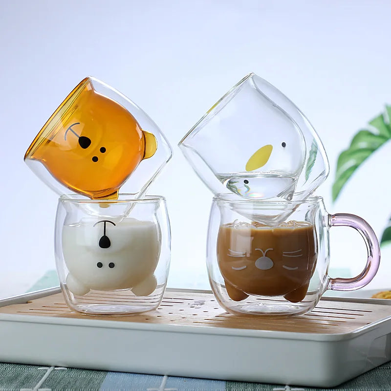 Mug Isotherme Ourson Double Paroi Verre Borosilicate avec Poignée