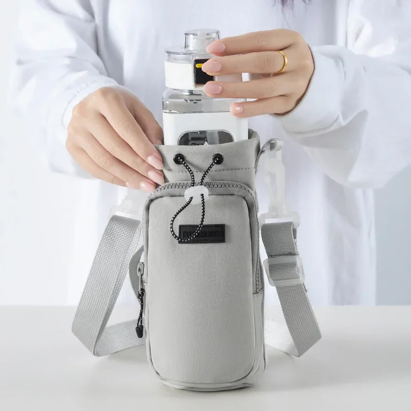 Housse de Transport Bandoulière pour Bouteille avec Poche Téléphone