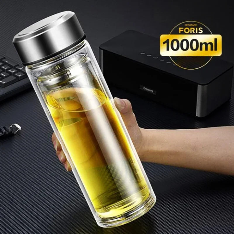 Gourde Isotherme 1L Inox avec Infuseur à Thé Anti-Fuite