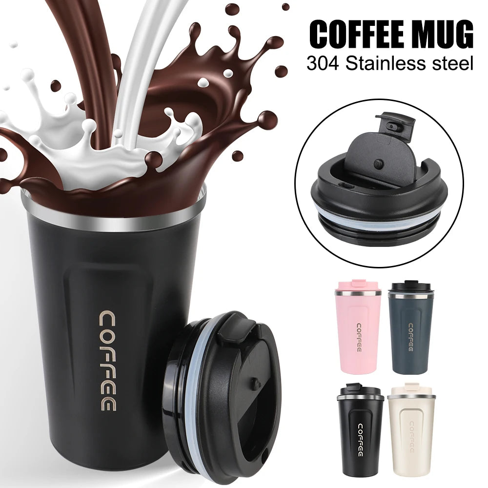 Mug Isotherme de Voiture 380-510ml Inox Anti-Fuite