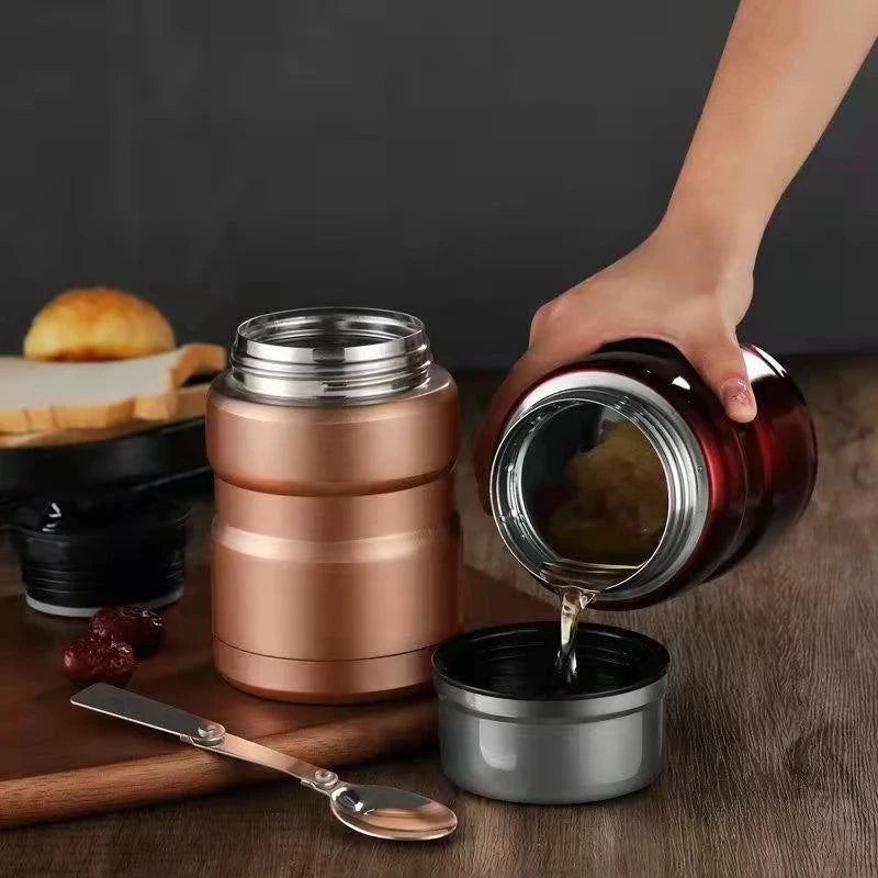 Boîte à Repas Isotherme Inox avec Cuillère 500-750ml