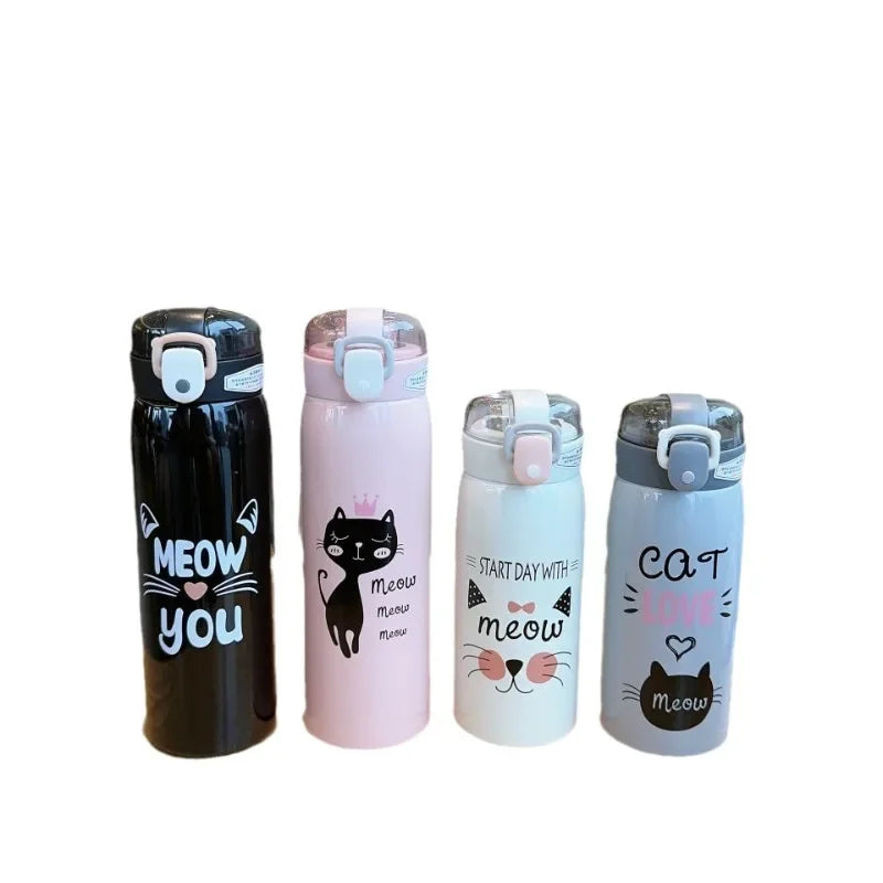 Gourde Isotherme Enfant Motif Chat avec Paille