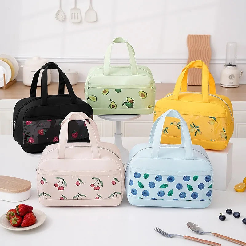 Sac Isotherme Motif Fruits avec Fermeture Zippée Anti-Fuite