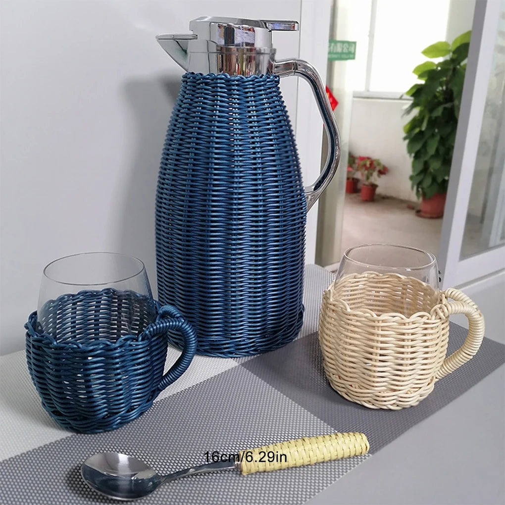 Carafe Isotherme Effet Rotin pour Thé et Café