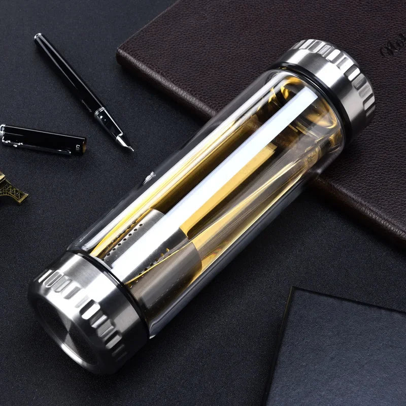 Gourde en Verre avec Infuseur à Thé Inox Double Paroi