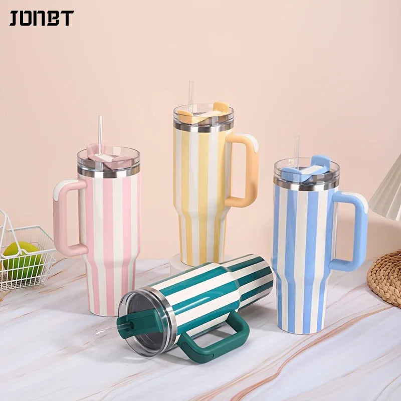 Gourde Isotherme 40oz Inox avec Paille et Poignée pour Voiture
