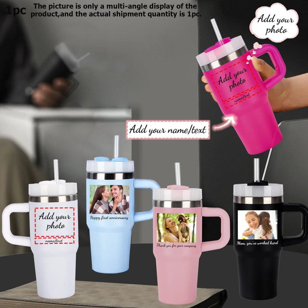 Mug Isotherme Personnalisée Inox avec Paille