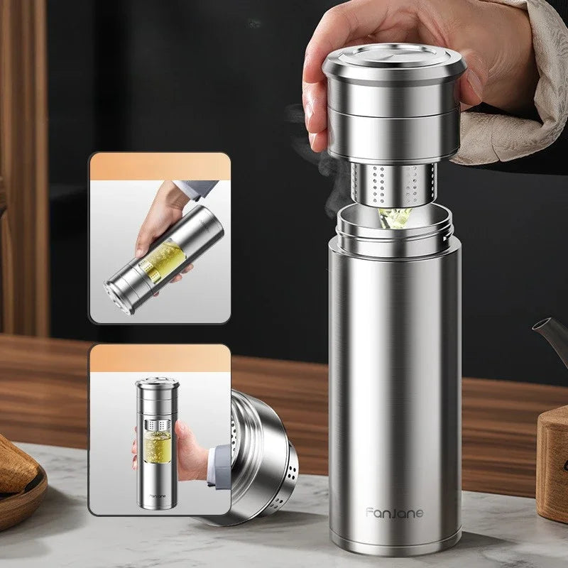 Mug Isotherme 500ml Inox 316 avec Séparateur à Thé pour Voiture