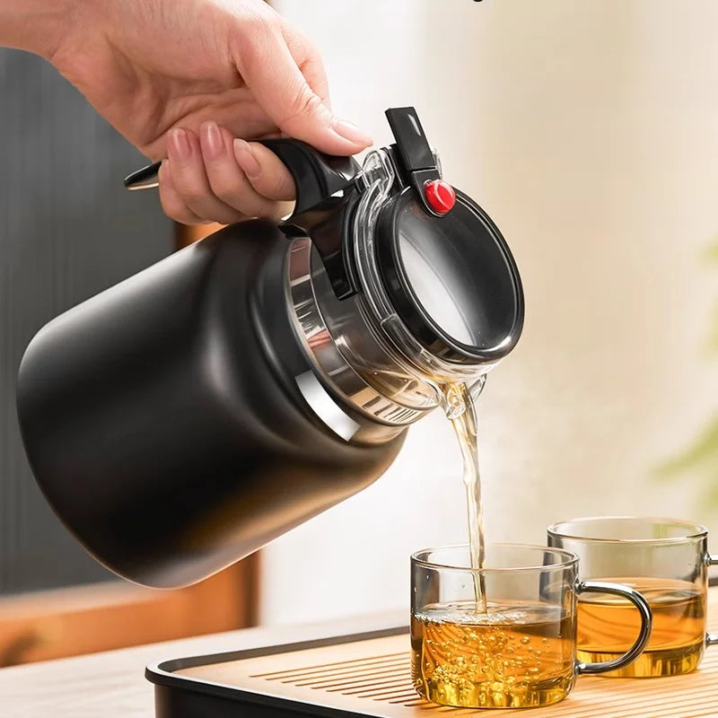 Théière Isotherme Grande Capacité Inox avec Séparateur à Thé pour Bureau