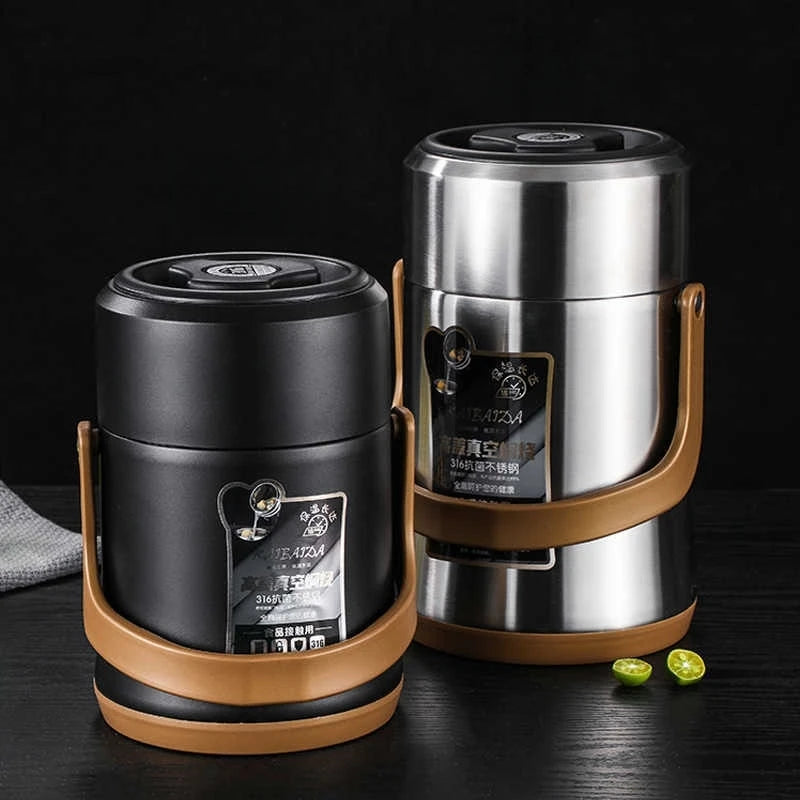 Lunch Box Isotherme Grande Capacité 2-3L Inox