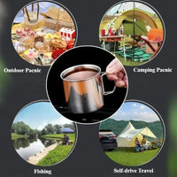 Mug Isotherme avec Poignée Inox Pliable