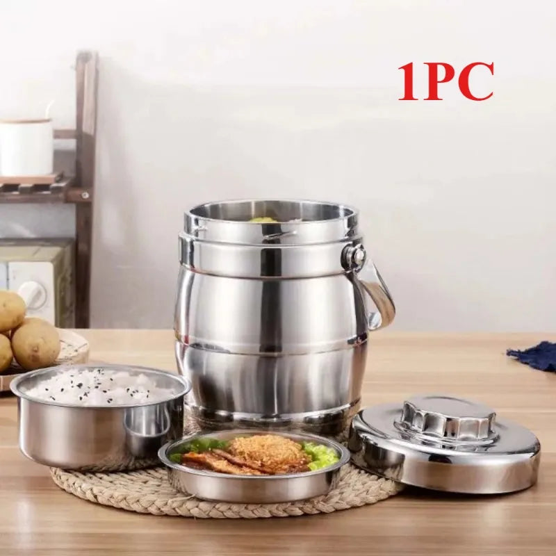Thermos Alimentaire Grande Capacité Inox Anti-Fuite Poignée Pliable
