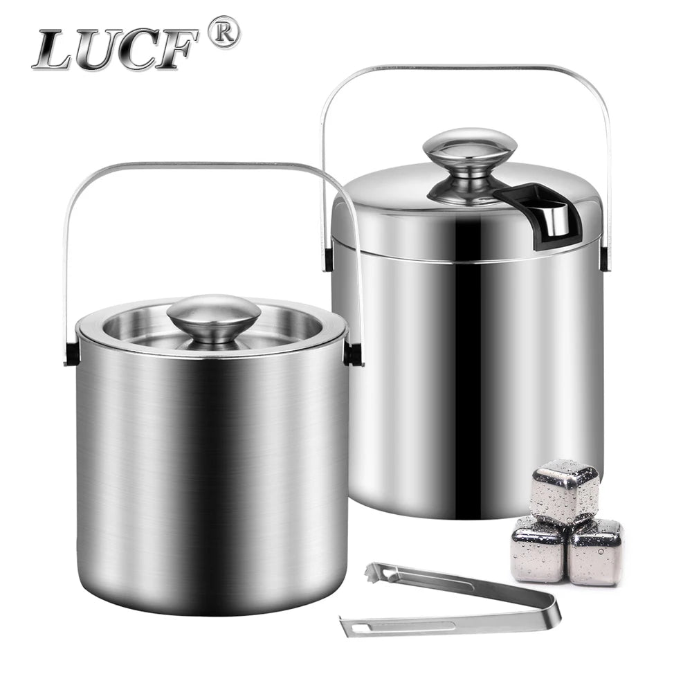 Seau à Glace Isotherme Inox Double Paroi 1,3L