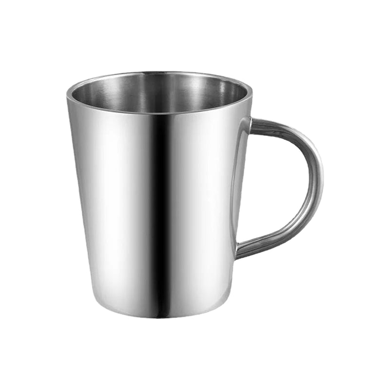 Tasse Café Isotherme 300ml Inox avec Poignée - fond blanc