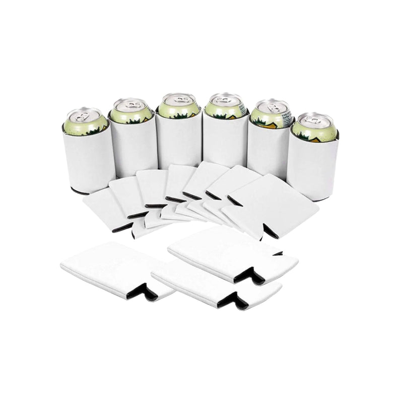 Lot de 10 Housses Isothermes Pliables pour Canettes en Néoprène - fond blanc