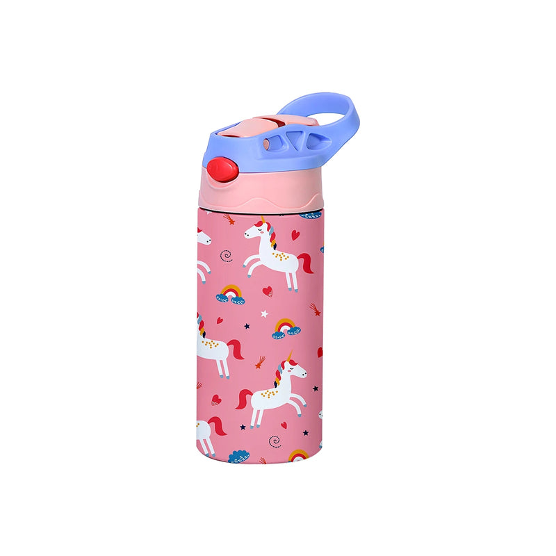 Gourde Isotherme Enfant 350ml Motif Animal avec Paille - fond blanc