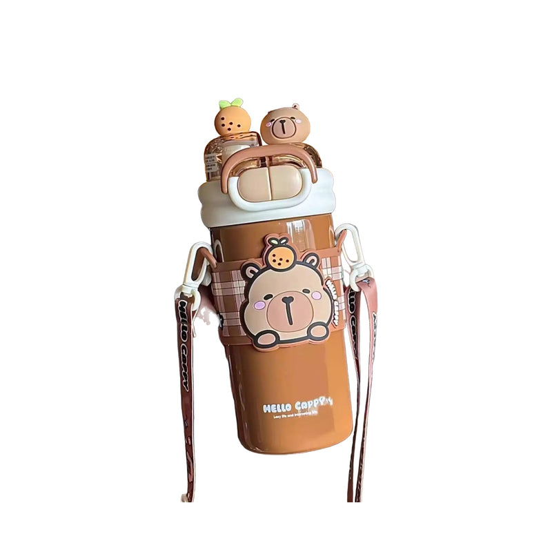 Gourde Thermos Enfant Inox avec Paille - fond blanc
